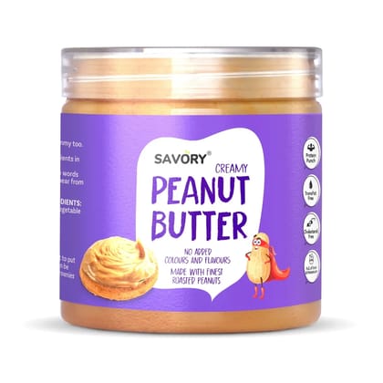 Savory Creamy Peanut Butter (400g) | Made with Finest Roasted Peanuts | No Added Colors or Flavors | High in Protein | Cholesterol Free, Trans Fat Free & Keto Friendly | Ready to Eat