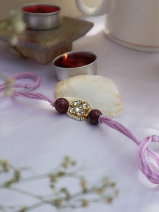 Harsh Purple Kundan Rakhi-Purple