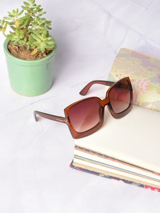 Brown Lens Brown Oversized Sunglasses-Sunglasses