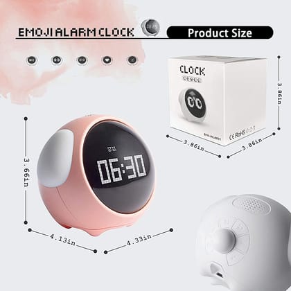 Cute Emoji Alarm Clock for Kids, Small Digital Alarm Clock with Night Light and Snooze Function, Best Gift for Children (Pink)assorted colour