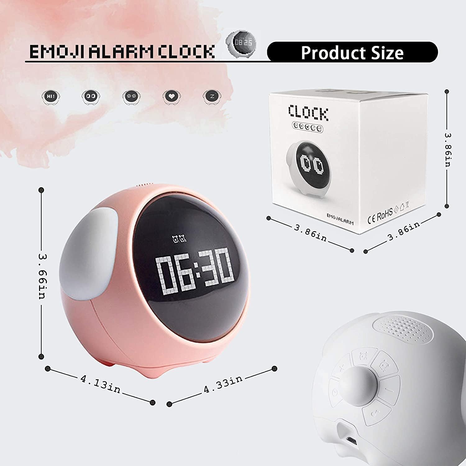 Cute Emoji Alarm Clock for Kids, Small Digital Alarm Clock with Night Light and Snooze Function, Best Gift for Children (Pink)assorted colour