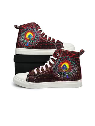 Women Mid Top Printed Lightweight Canvas Sneakers