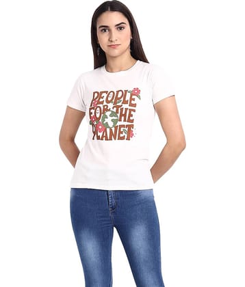 Fabflee Women Cotton Regular Fit Round Neck T-Shirt ( White )