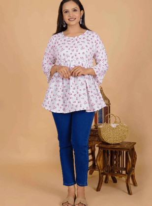 Sufiana White Floral Maroon Short Frock for Women - Elegant and Stylish