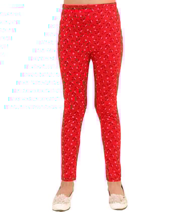 Kids Cave Pack of 1 Girls Cotton Blend Leggings ( Red )