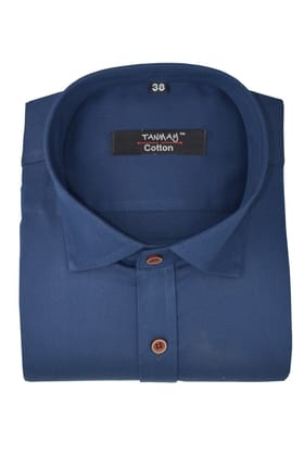 Cotton Tanmay Navy Blue Color Formal Shirt for Men's-M (38 Inch) (97 CM) / Full