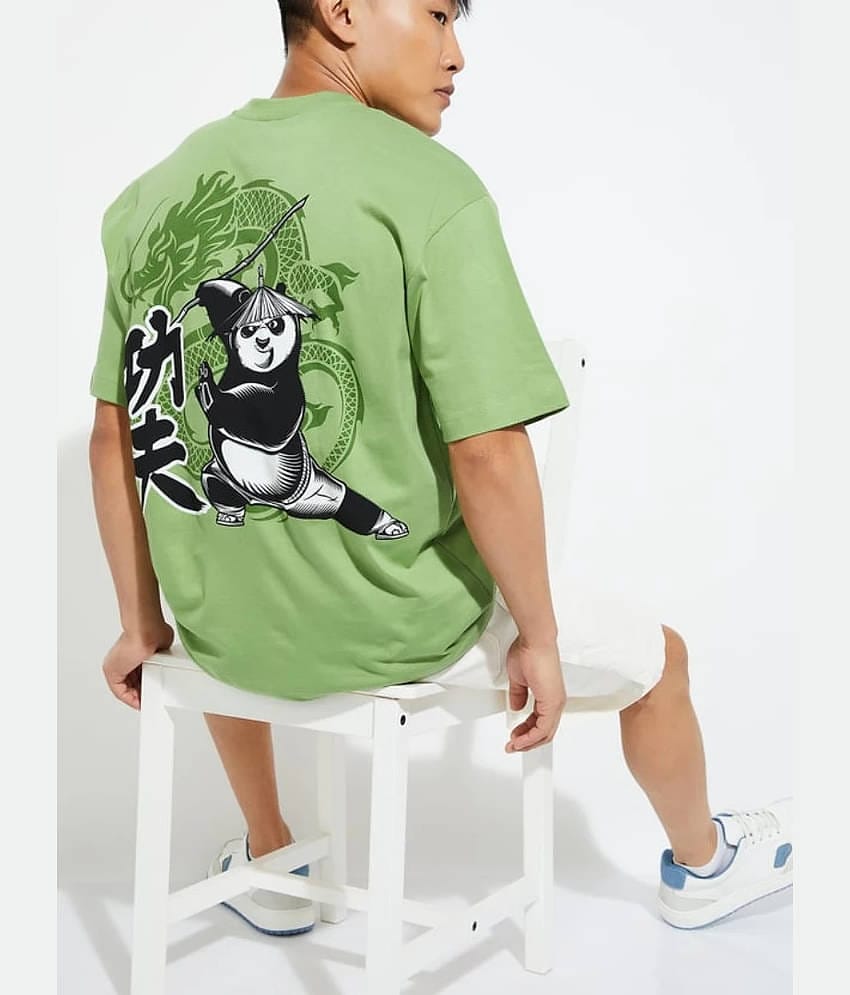 CrazyBee Men Cotton Blend Oversized Fit Printed T-Shirt ( Multicolor )