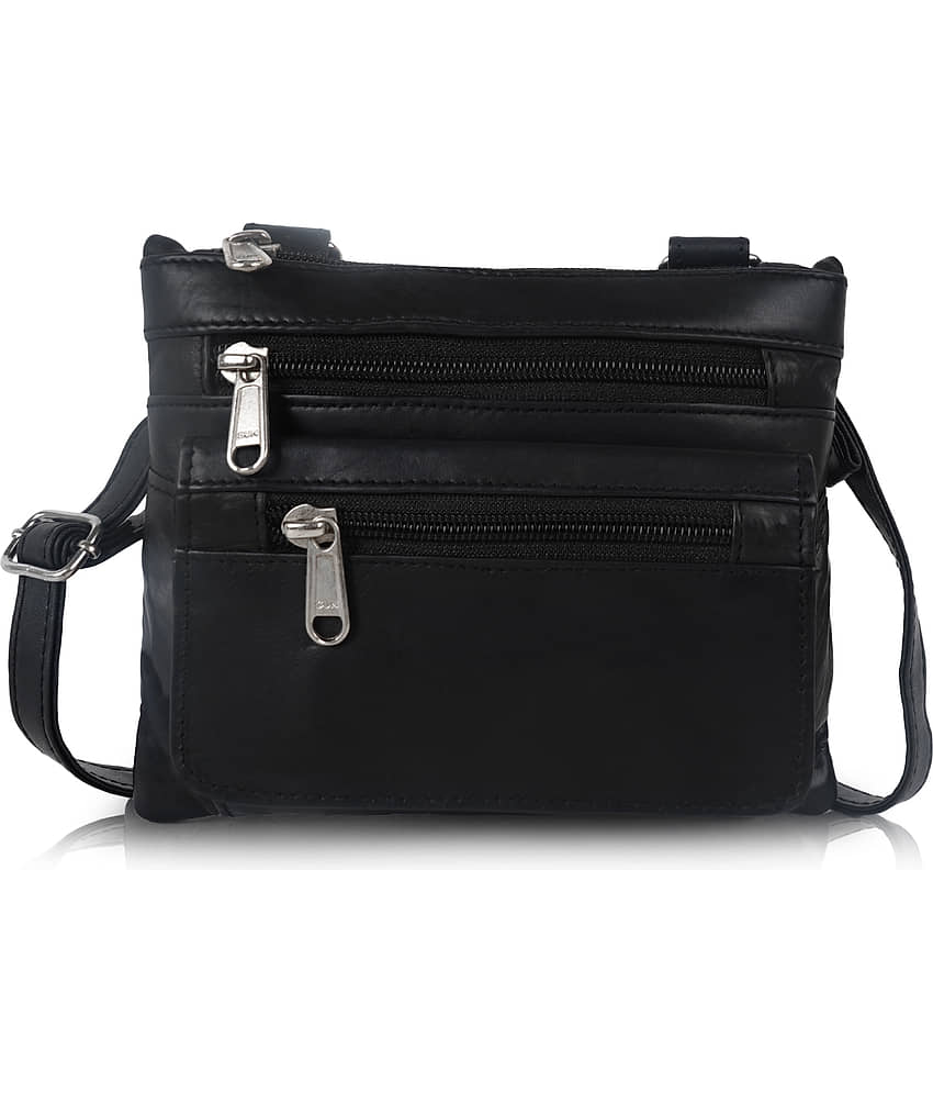 CIMONI Sling Bag Pure Leather Set of 1 ( Black )