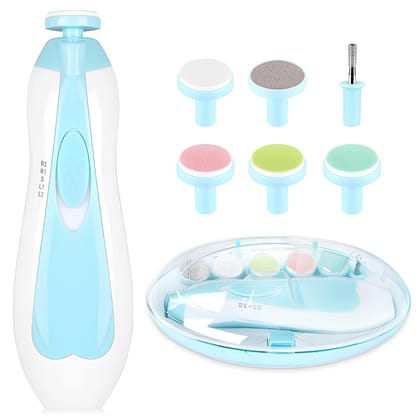 WUGO::Baby Nail File Electric Trimmer Kit with Light and 5 Grinding Heads and 4 Speed Control Modes for Newborn, Kids, Adult Toes care, Polish and Fingernails