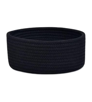 Generic Cotton 8x3 Inch Round 1 Pcs Bedside Organizer With Out Lid (Black)-PID66368