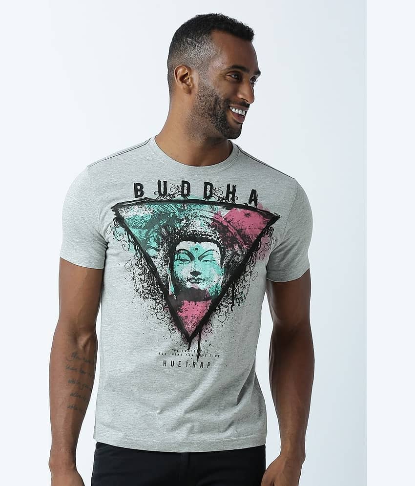 Huetrap Pack of 1 Cotton Regular Fit Men's T-Shirt ( Grey )