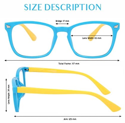 Protective Kids UV400 Blue Light Glasses Filtering Harmful Rays for Everyday Screen Time Comfort (Age 8-16 Yrs, Blue-Yellow)