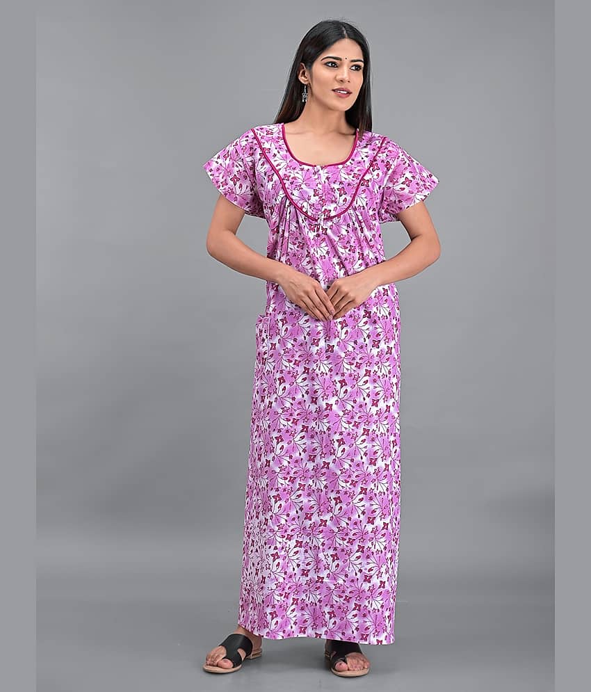 rajeraj Pink Cotton Women's Nightwear Nighty & Night Gowns ( Pack of 1 )