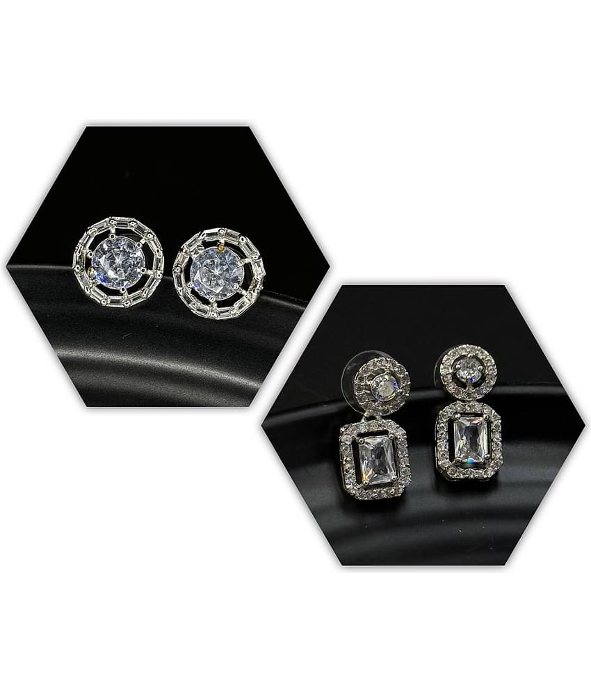 Charms White Stud Earrings ( Pack of 2 )