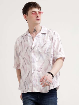 Unique vision pink crochet oversized shirt-M