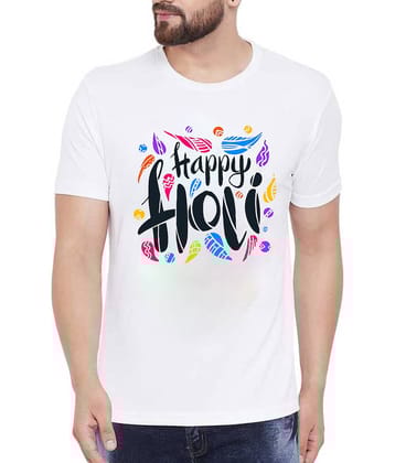 PrintMall Polyester Regular Fit Printed Half Sleeves Men's Round T-Shirt - White ( Pack of 1 )