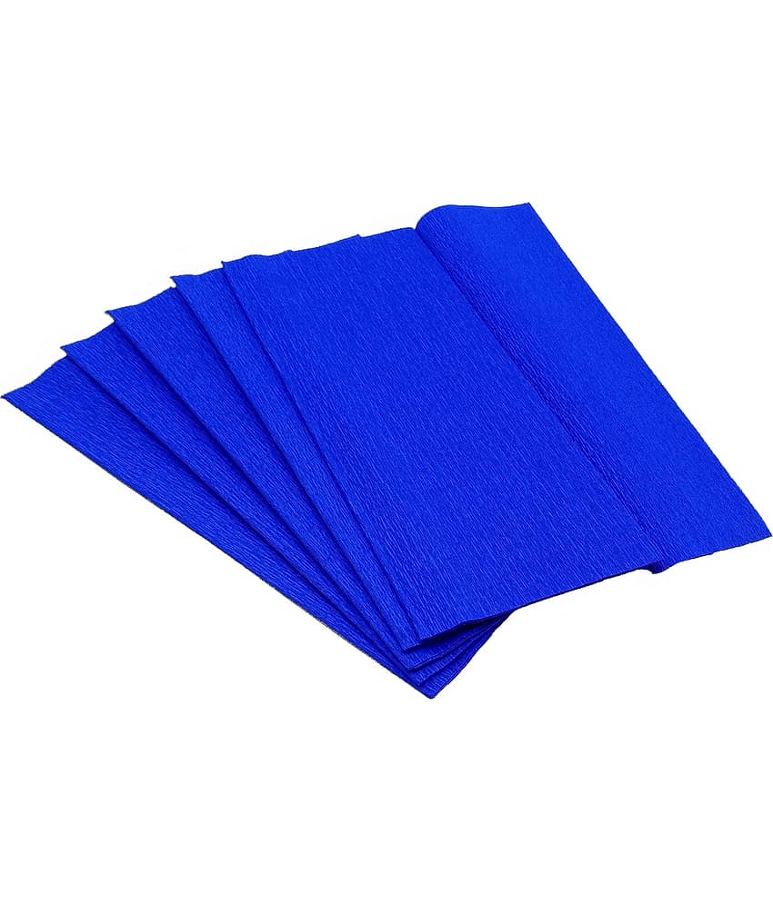 PRANSUNITA Flower Making Duplex Wrinkled Stretchable Crepe Paper for DIY Flower Making and Wrapping, Size: - 25 x 55 cm - Pack of 5 Sheets (ROYALBLUE)