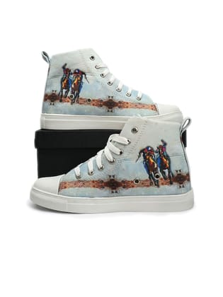 Women Mid Top Printed Lightweight Canvas Sneakers
