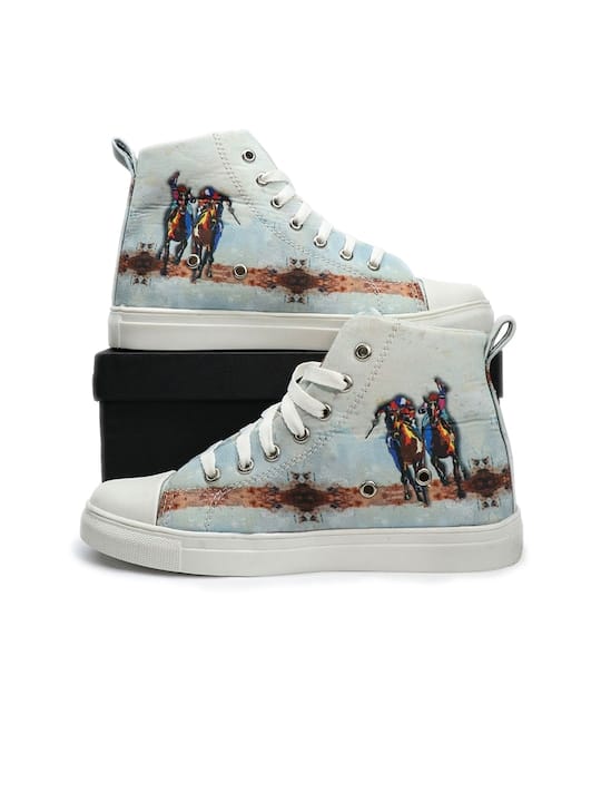 Women Mid Top Printed Lightweight Canvas Sneakers