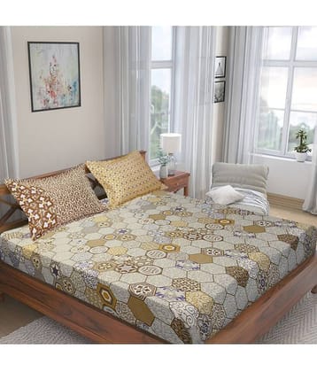 Home Candy Cotton King Bedsheet ( Brown )