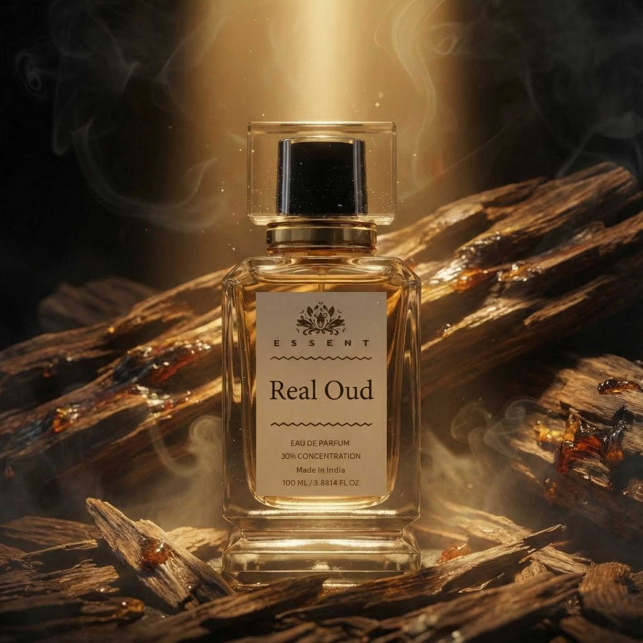 Essent Perfumes Real Oud Eau de Parfum (EDP) – Pure Oud Intense Woody Long Lasting Perfume – Unisex Fragrance