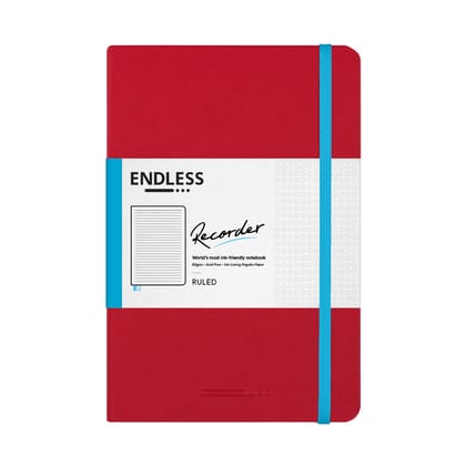 Endless Recorder Line Ruled Notebook Regalia Paper - A5-Red