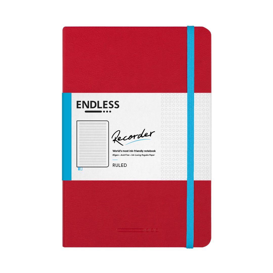 Endless Recorder Line Ruled Notebook Regalia Paper - A5-Red