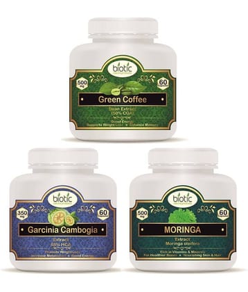 Biotic Green Coffee Bean, Garcinia & Moringa Oleifera Capsule 180 no.s Pack of 3