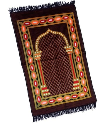 ADIRNY Brown Single Velvet Prayer Mat ( 115 X 75 cm )