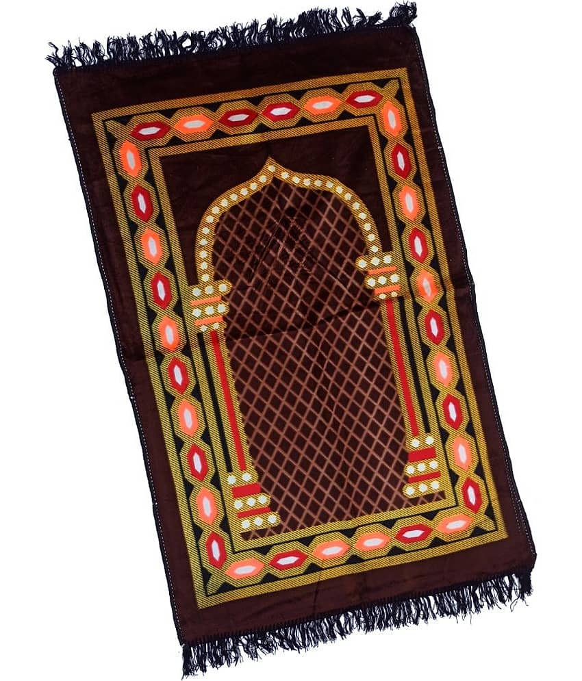 ADIRNY Brown Single Velvet Prayer Mat ( 115 X 75 cm )