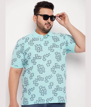 GET GOLF Pack of 1 Cotton Blend Regular Fit Printed Half Sleeves Men's Polo T Shirt ( Aqua )