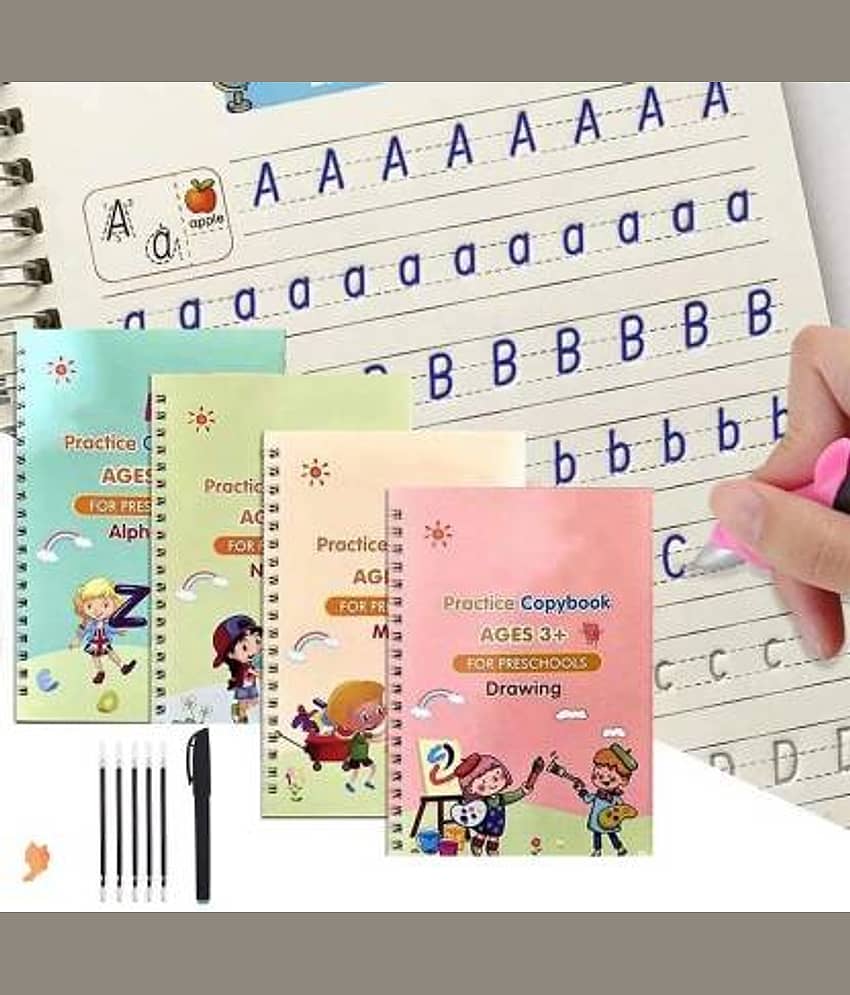 Sank Magic Practice Copybook 4 BOOK + 8 REFILL  (Multicolor)