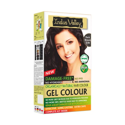 INDUS VALLEY Damage Free Natural Gel Hair Colour for Women | Ammonia & PPD Free Organic Hair Colour with 100% Grey Coverage, Long Lasting Hair Color Trial Pack (Dark Brown, 65 ml) INDUS VALLEY Damage Free Natural Gel Hair Colour for Women | Ammonia & PPD