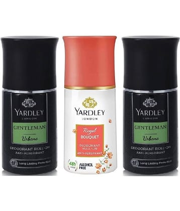 Yardley London - ROYAL BOUQUTE & 2 URBAN Deodorant Roll-ons for Men,Women 150 ml ( Pack of 3 )