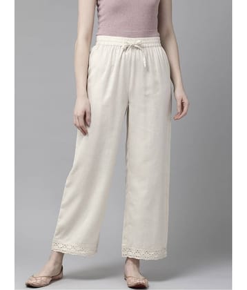 AMIRA'S INDIAN ETHNICWEAR - Off White Cotton Women's Palazzo ( Pack of 1 )