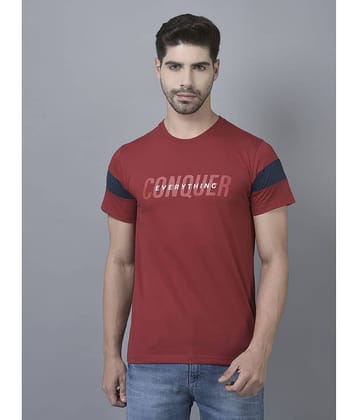 Dollar Cotton Blend Regular Fit Printed Half Sleeves Men's T-Shirt - Red ( Pack of 1 )