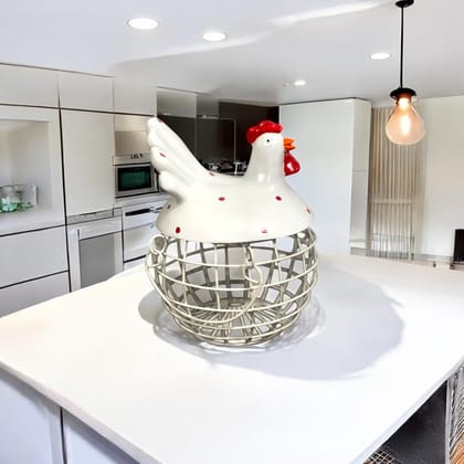 White Rooster Hen Basket 40 Eggs Capacity Best For Home Decor