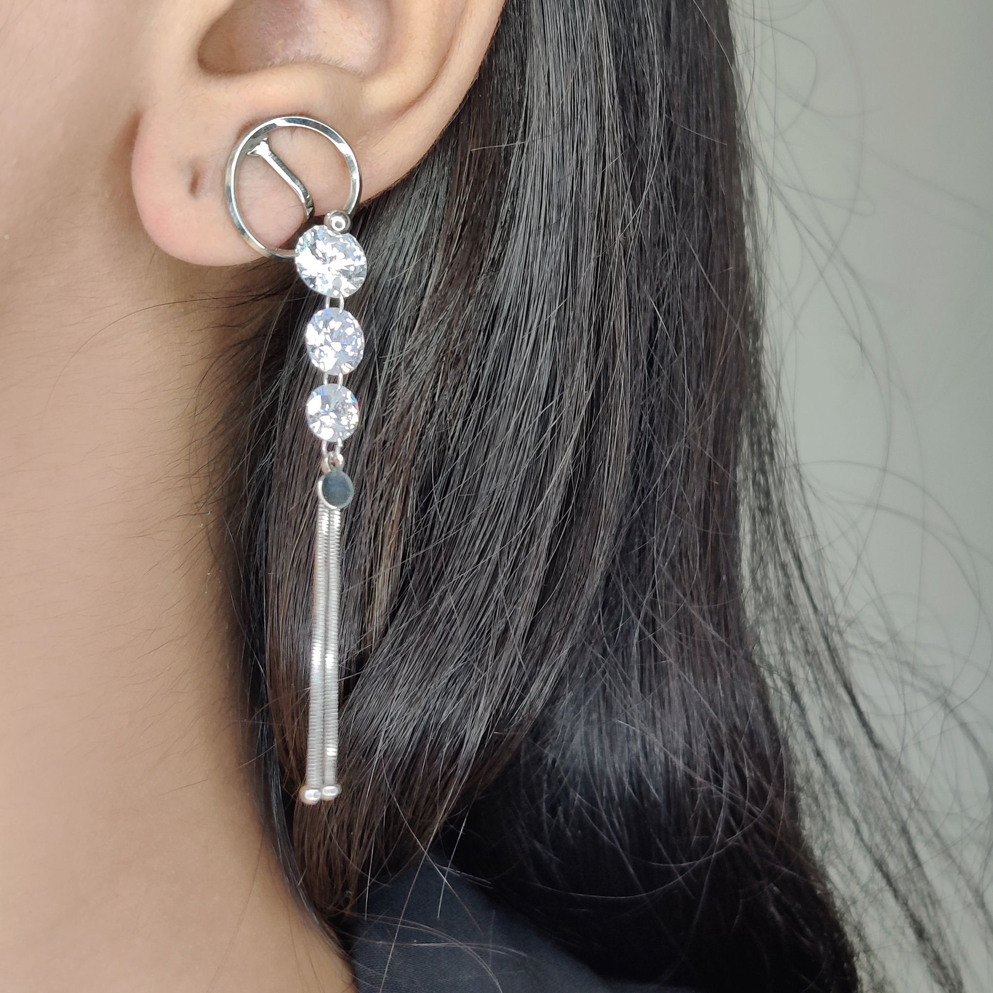 Stone Clip Ons- Silver
