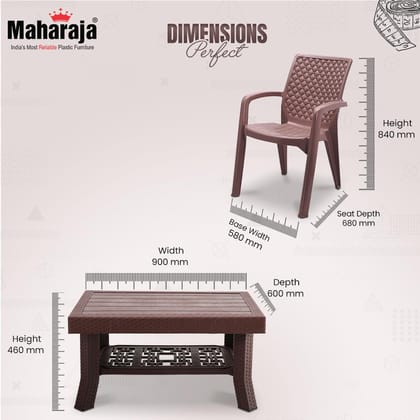 MAHARAJA Premium Plastic Chair and Table Combo Set for Home, Garden, Office & Outdoor Use  Durable & Weather Resistant