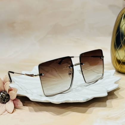 Mirrored Over-sized Sunglasses (Free Size)  (For Women, Brown)