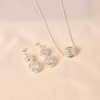 Tinsel Pendant Set with chain-Silver / 17"