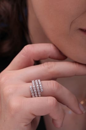 Dani Silver Moissanite Band for Women | 22kt Gold Vermeil Plating-14 / Yellow Gold