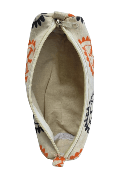 Handcrafted Cotton Canvas Zippered Pencil Pouch with Unique Gear Design - Perfect for School, Office, and Travel