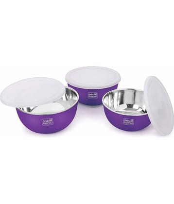 Classic Essentials Microwave Safe Bowls Steel Golden Yellow Food Container ( Set of 3 )