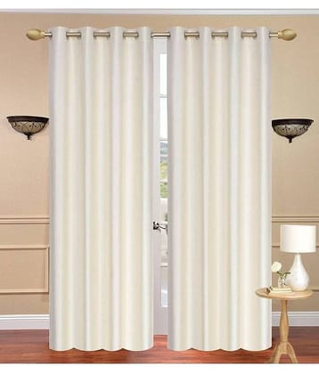 N2C Home Solid Semi-Transparent Eyelet Curtain 7 ft ( Pack of 2 ) - Cream