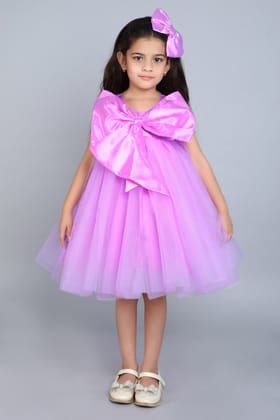 PinkChick Big Bow Dress -Lavender-1-2y / Lavender