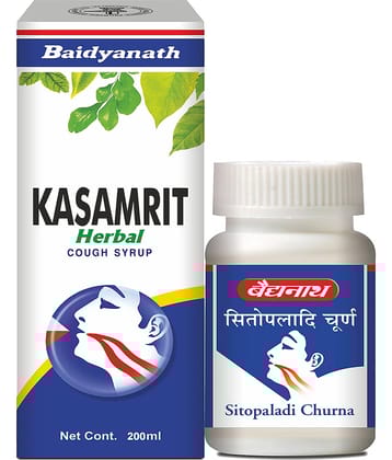 Baidyanath Sitopaladi Churna & Kasamrit Cough Syrup Liquid 60 Gm