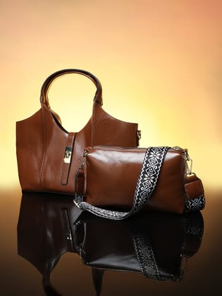 The Foldara Hand Bag With Pouch - Chocolate Brown-Handbag