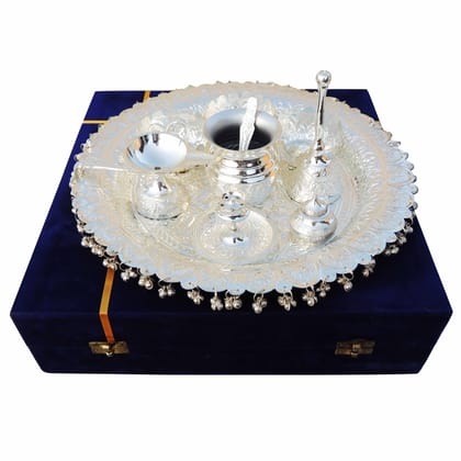 Brass Puja Thali Set With Valvet Box (BMAS295 D)
