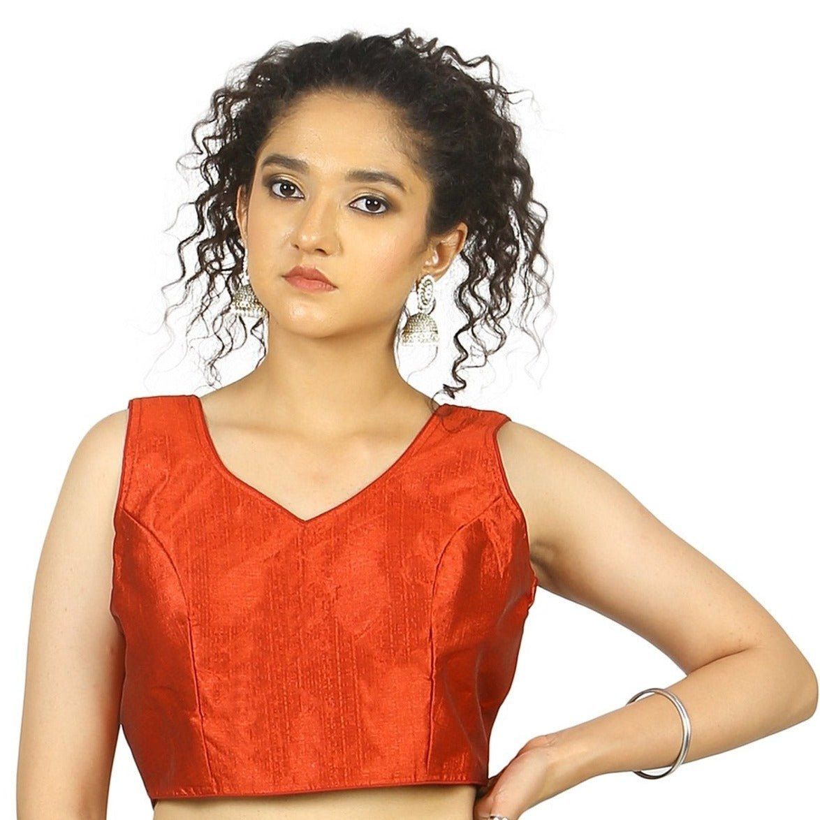 TheHangr Maroon Silk Multicolor Latkan Blouse -  34